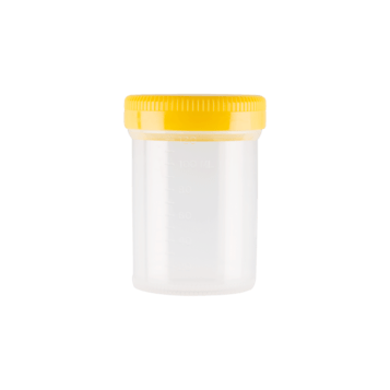 Urinbecher mit Schraubdeckel gelb